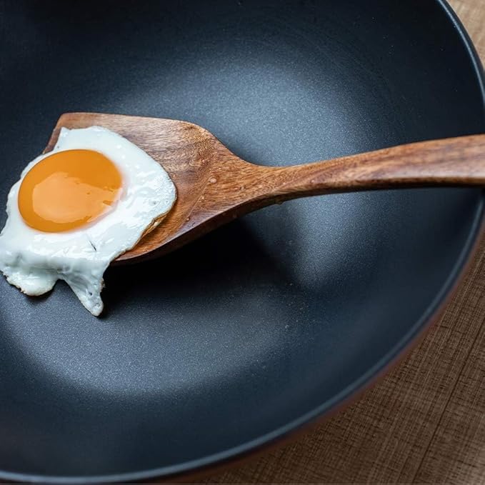 Wooden Spatulas, 2 PCs Natural Acacia Wooden Cooking Utensils Set for Non-stick Pan Kitchen Tool, flipping and Wok Spatula, Wooden Spoons & Spurtle for Cooking