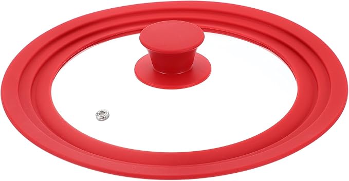 uxcell 1Pcs Universal Lid for Pot Fit 8, 8.5, 9.5 Inch Diameter Cookware, Replacement Pan Lids with Heat Resistant Silicone Rim, Steam Vent Pan Lid for Pots, Frying Pans, Skillets, Red