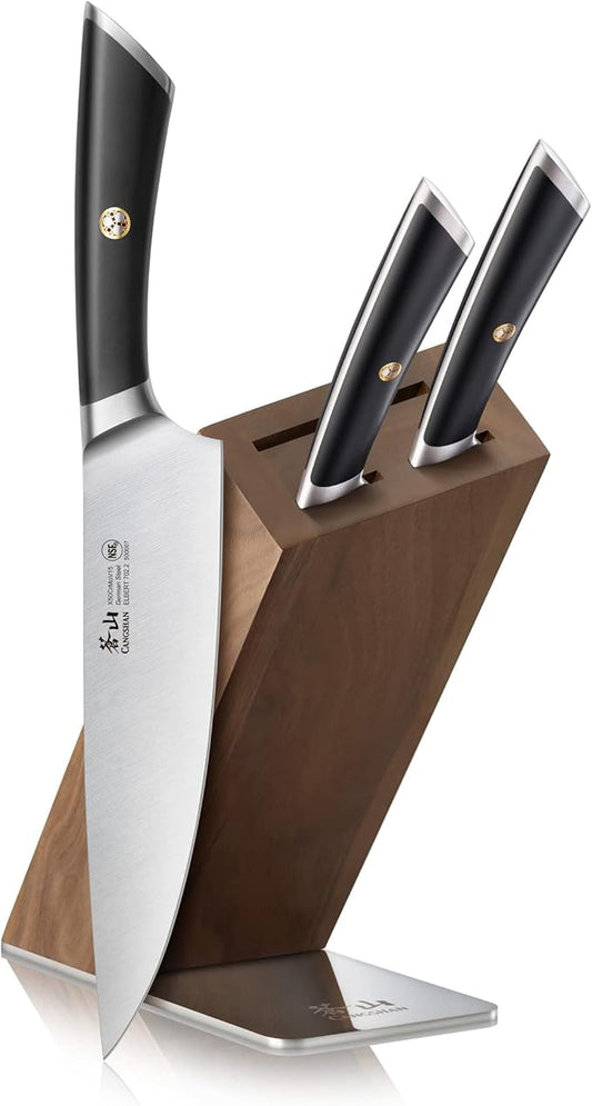 Cangshan ELBERT Series German Steel Forged 4-Piece HUA Knife Block Set, Acacia (Black)