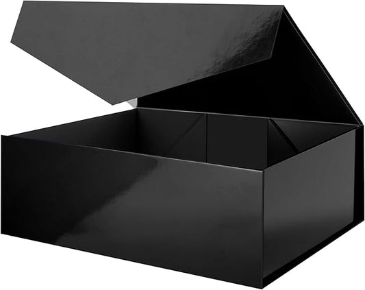 19.2x15.8x7 Inches, Extra Large Gift Box with Lid, Groomsman Proposal Box with Magnetic Closure, Giant Gift Box for Clothes and Large Gifts (Glossy Black)