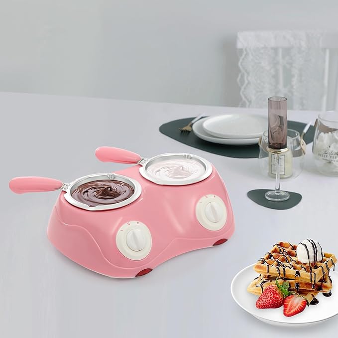 Electric Chocolate Melting Pot Gift Set, Dual Countertop Candy Maker Kit Mini Fondue Pot Kit With DIY Mold Accessories for Candy Chocolate Milk Cheese Butter Candy - Includes 9 Molds, 30+ Tools