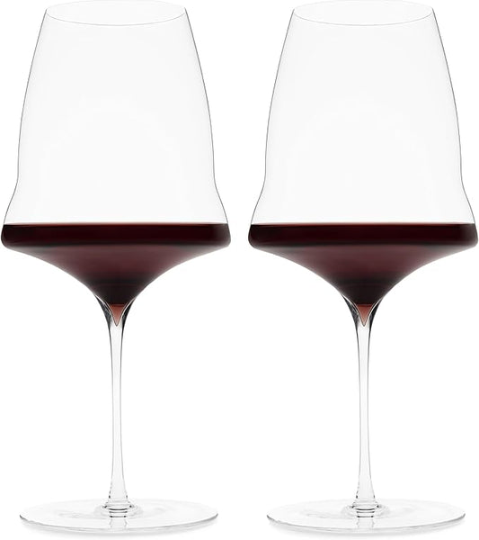 Josephinenhütte® JOSEPHINE N° 3 Red Wine Glasses [THE GLASS FOR CONNOISSEURS] – handcrafted & mouth-blown – set of 2 for full-bodied red wine – functional design for intense aroma