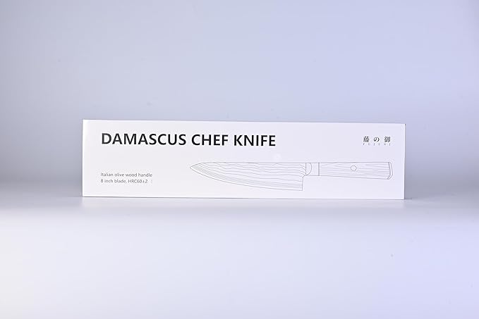 Damascus Chef Knife, 8 inch VG10 Steel Damascus Knife with Olive Wood Handle Razor Sharp Kitchen Knife