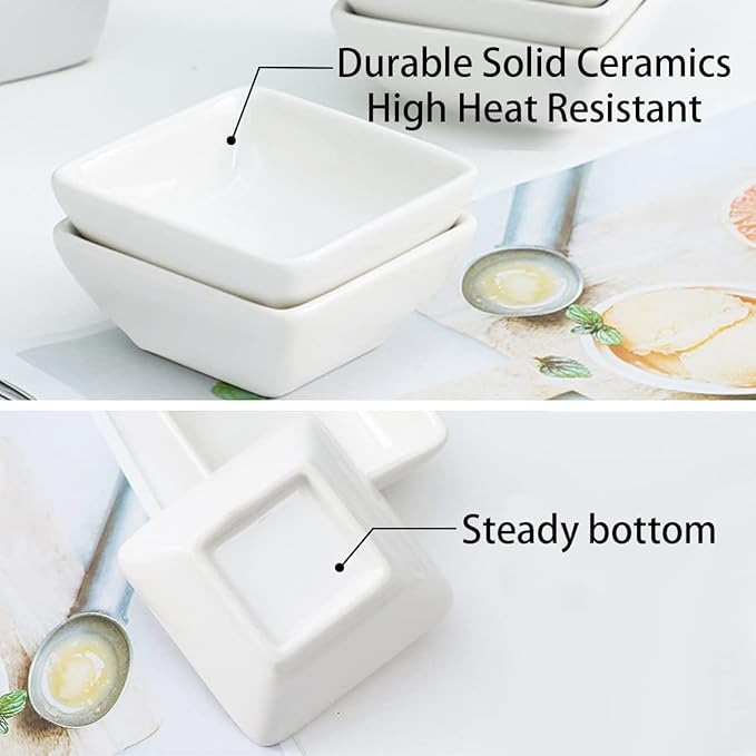 Ultra-Strong 3 Oz 6 Pack Ceramic Dip Bowls Set, Mini Bowl Soy Sauce Plate, Condiment Server, Can be Used for Ketchup, Vinegar,BBQ and Party Dinner