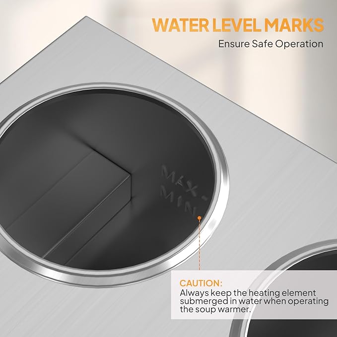 ROVSUN 30QT Commercial Soup Warmer, Electric Food Warmer Steam Table, 1500W Countertop Bain Marie with Four 7.4QT Pots, 86~185°F Adjustable Temperature, Lid and Tap for Buffet Restaurant