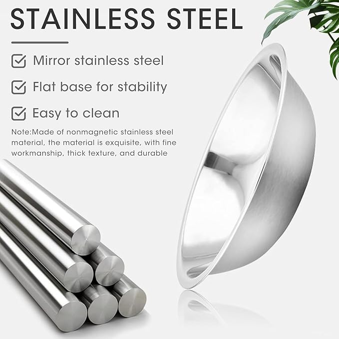 5 Quart Stainless Steel Mixing Bowl – Heavy-Duty Kitchen Bowl for Baking, Cooking, and Food Prep – Polished Mirror Finish, Deep Design, Dishwasher Safe, Rust-Resistant