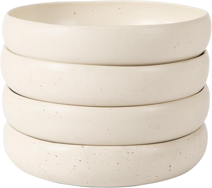 Bloomhouse Corsica Clay 4 Piece Meal, Dinner, Pasta Bowl Set - Sea Salt White
