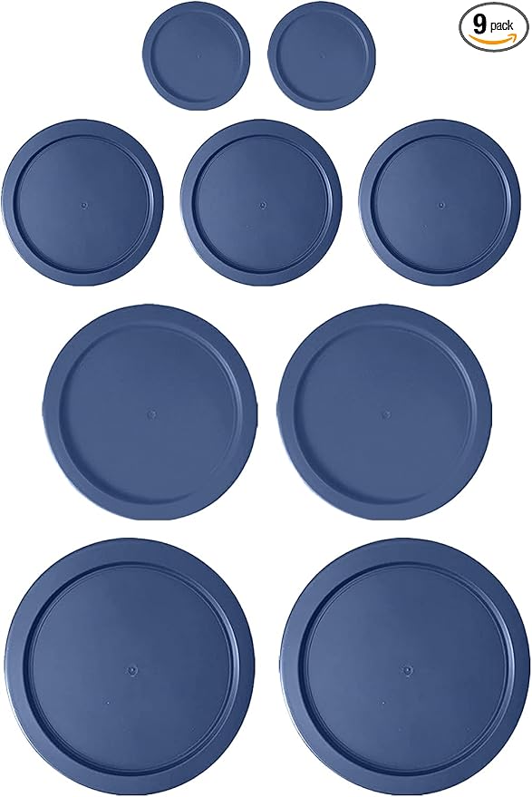 Replacement Lids for Pyrex Glass Foood Storage Containers Containers Round (2) 1-Cup (3) 2-Cup (2) 4-Cup (2) 7-Cup (Blue)