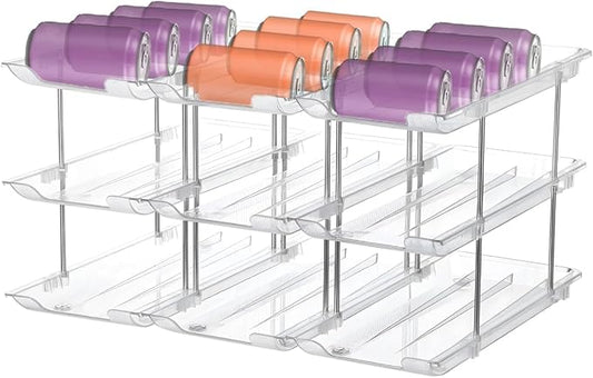Can Organizer for Pantry, Canned Goods Organization System Can Dispenser 3 Tier Food Can Holders 36 Cans Food Holders for Fridge Cabinet Pantry Countertop (3 * 3)