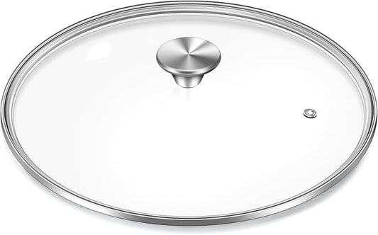 9.5 inch Tempered Glass Lid, Versatile Round Replacement Glass Cover for 9.5 inch Skillets, Pots and Pans, and Dutch Ovens - Dishwasher and Oven Safe up to 400°- 24CM