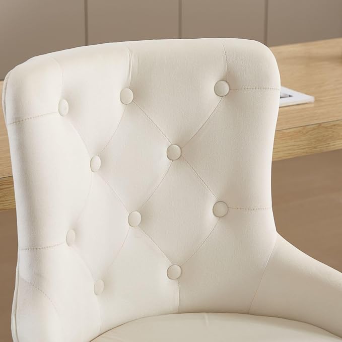 Velvet Lion Bar Stools Set of 4, Modern Height Adjustable Swivel Barstools with Chrome Base, Tufted Counter Height Bar Stools Upholstered Bar Chairs for Kitchen Island, Dining Room, Beige