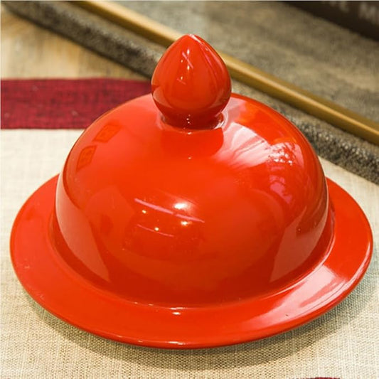 Solid Red Ceramic Ginger Jar with Lid for Home DecorTradition Flower Vase Chinoiserie Jar Porcelain Temple Jars Vase Decor for Centerpiece TableLiving Room Decor B