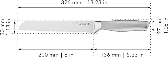 HENCKELS Modernist Razor-Sharp 8-inch Bread Knife, Cake Knife, German Engineered Informed by 100+ Years of Mastery, Gray