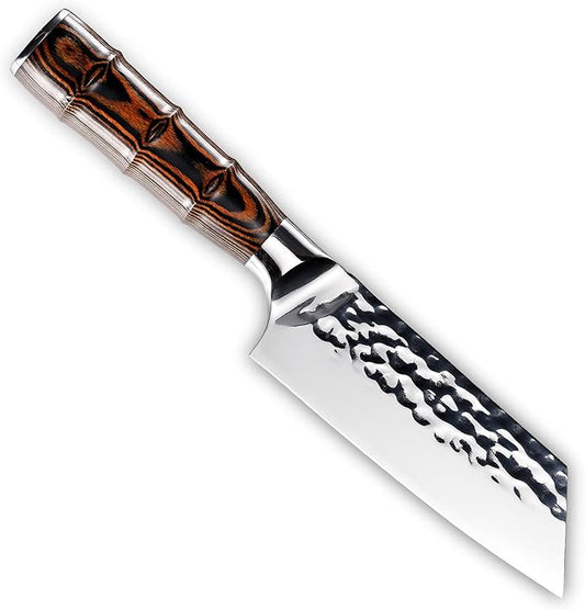 Kitory Kiritsuke Chef Knife 5.5", Small Japanese Kitchen Knives, HC German Stainless Steel, Hammered Finish Blade, Pakkawood Handle Cooking Cutlery 2025 Gifts for Home&Restaurant