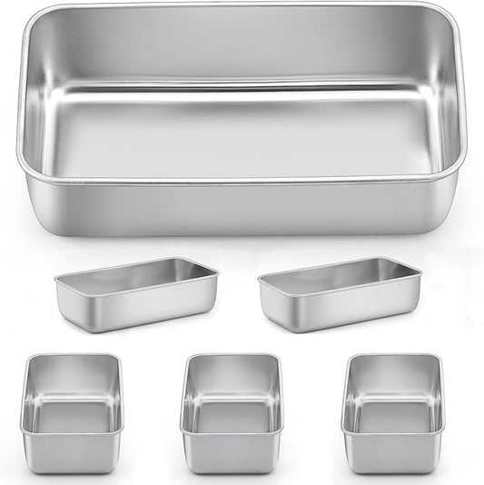 LIANYU 6 Pack Bread Loaf Pans for Baking 9x5 Inch, Stainless Steel Meat Bread Baking Pans, Loaf Tin for Homemade Banana Sandwich Sourdough