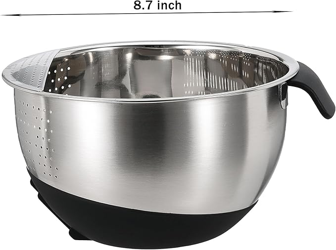 Rice Washing Bowl with Strainer Quinoa Washer Bowl, Stainless Steel Side Drainers Colander for Cleaning Fruits, Vegetables, and Beans - Versatile Kitchen Tool