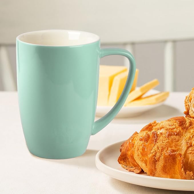 homEdge Porcelain Mug Set, 16 Ounces Cup for Tea, Latte, Mocha, Hot Chocolate, Set of 6, Assorted Color