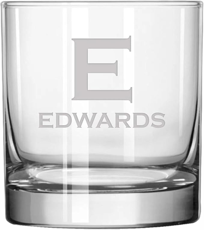 Blue Ridge Mountain Gifts - Custom Engraved Whiskey Glass - 11 oz Personalized Tumbler with Modern Monogram & Last Name - Classic Barware for Weddings, Groomsmen, Anniversaries & Father’s Day (5)