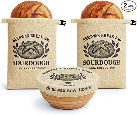Reusable Beeswax Bread Bags for Sourdough bread | XL - Waxed Bread Bags for Homemade Bread | Eco-Friendly & Reusable Organic Bread Storage bags | Includes Bonus Beeswax Bowl Cover