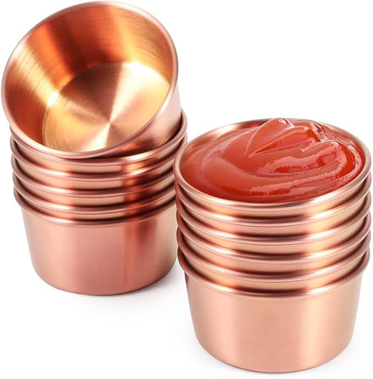 Ramekin Sauce Dipping Bowl Mini Sauce Cups Pudding Condiment Cups for Home Party Restaurant (Rose Gold 12PCS 75ml)