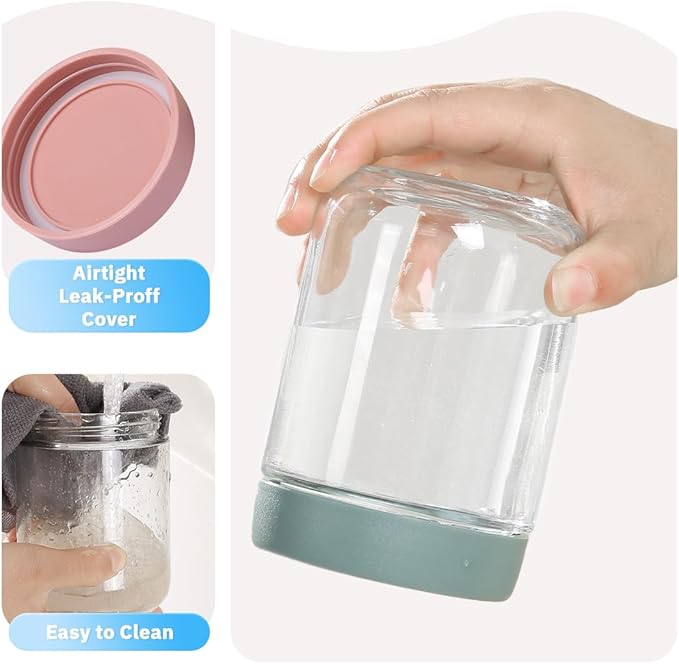 16 OZ Glass Mason Jars with Airtight Lids Wide Mouth Leakproof Pantry Organization Food-Grade Storage Containers for Honey,Salad,Yogurt and Snacks (Plastic Lid-6 Pack)