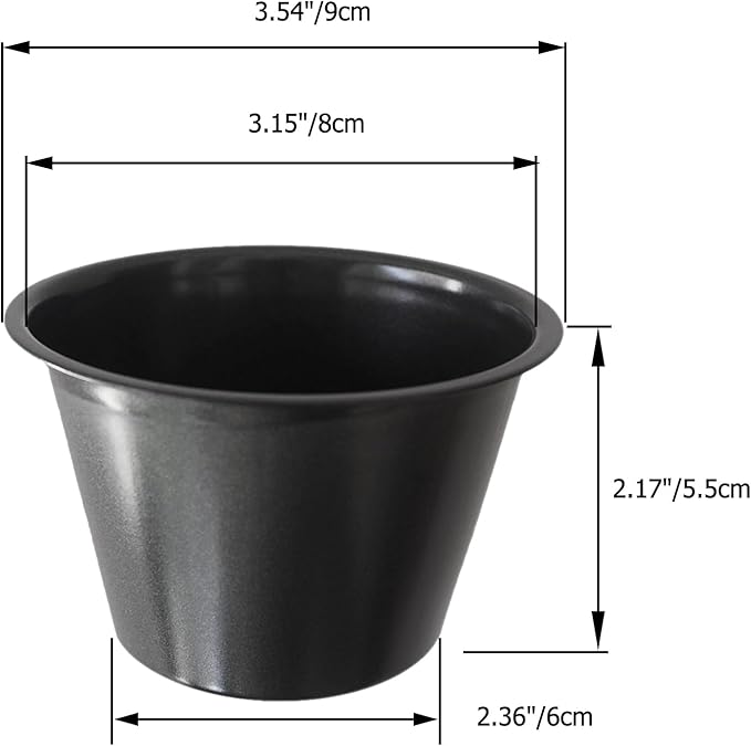 Popover Pans Nonstick 6 Packs, Individual Larger Muffin, Versatile Round Baking Cups for Popover, Muffins, Quiche, Tarts, Cupcakes, Pudding - Carbon Steel, Black