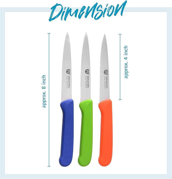 Vegetable Knives Set of 3 Stainless Steel, Multi-Coloured, Super Sharp, Dishwasher Safe