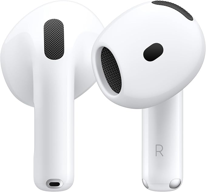 Apple AirPods 4 Wireless Earbuds, Bluetooth Headphones, with Active Noise Cancellation, Adaptive Audio, Transparency Mode, Personalized Spatial Audio, USB-C Charging Case with AppleCare+ (2 Years)