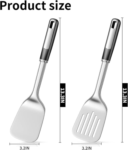 2 Pack metal spatula set, kitchen utensils, cooking utensils,Turner, mini spatula,Slotted Kitchen Spatulas Stainless Steel, Cooking Utensils, Ideal Cookware for Fish, Eggs, Pancakes