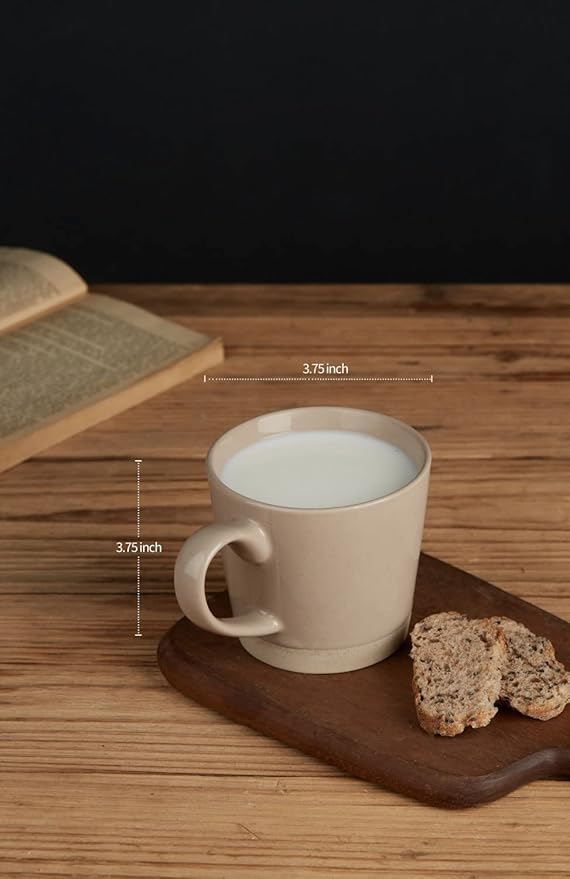 famiware Coffee Mugs for 6, 12 oz Mug Set, Dringking Cup with Handle for Coffee, Tea, Cocoa, Milk, Saturn serise, Cinnamon Brown