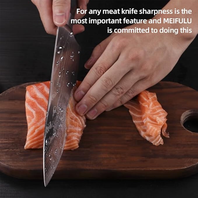 Utility Knife, 5 Inch Chef Knife, Professional Japanese Chef Knives High Carbon Stainless Steel Ultra, Sharp Knives with Ergonomic Color Wooden Handle for Cooking Meat, Fruits, Vegetables.