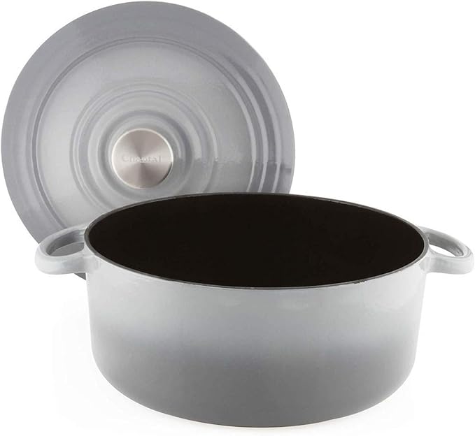 Chantal Enameled Cast Iron Cookware, 3 pc Set, Fade Grey