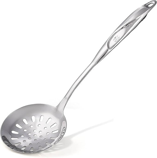 Zulay Kitchen Stainless Steel Slotted Serving Spoon - Large Frying Spoon Skimmer - Durable Utensil with Ergonomic, Easy to Use Handle - Easy to Clean, Perfect for at Home Cooks & Chefs - 14.5”