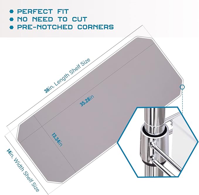 BRIAN & DANY Wire Shelf Liner 14" X 36", Heavy Duty Shelf Liners for Wire Shelving, Waterproof Protector Mats, Set of 4, Charcoal