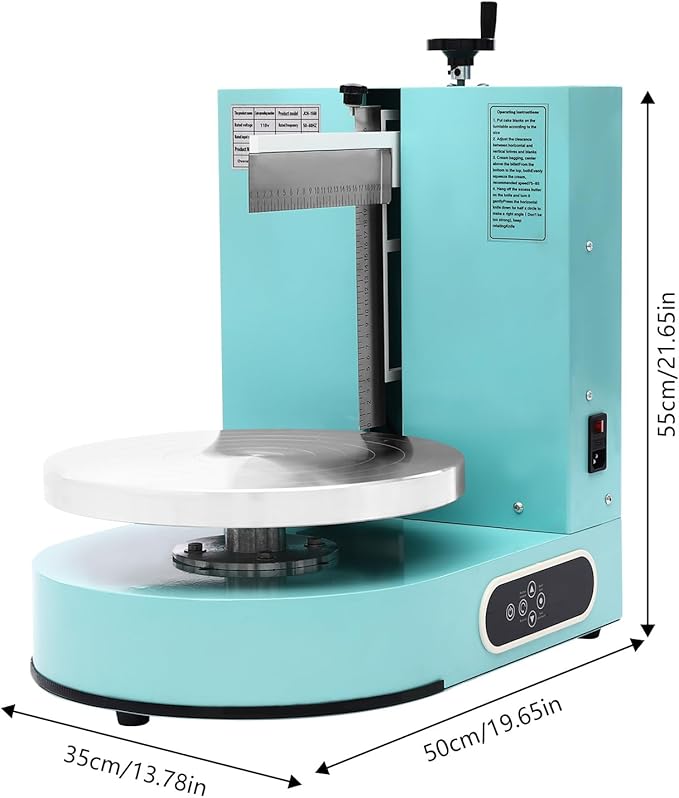 Automatic Cake Decorating Machine, Electronic Cream Coating Spreading Smooth Machine with Graduated Scraper 30-200RPM Rotating Speed,Cake Bread Spreader Machine for 4-12inch Cakes,Green