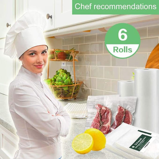 O2frepak 6 Pack 6"x20'(1Roll) and 8"x20'(3Rolls) and11"x20'(2Rolls) Vacuum Sealer Bags Rolls with BPA Free,Heavy Duty Vacuum Sealer Storage Bags Rolls,Cut to Size Roll,Great for Sous Vide Cooking