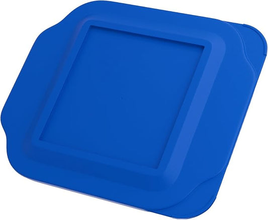 Replacement Lid for Pyrex 2-Quart 8" x 8" Glass Baking Dish #222, Compatible with Lid #222-PC, Food Storage Container Cover with Flush Tab Handles (Blue)