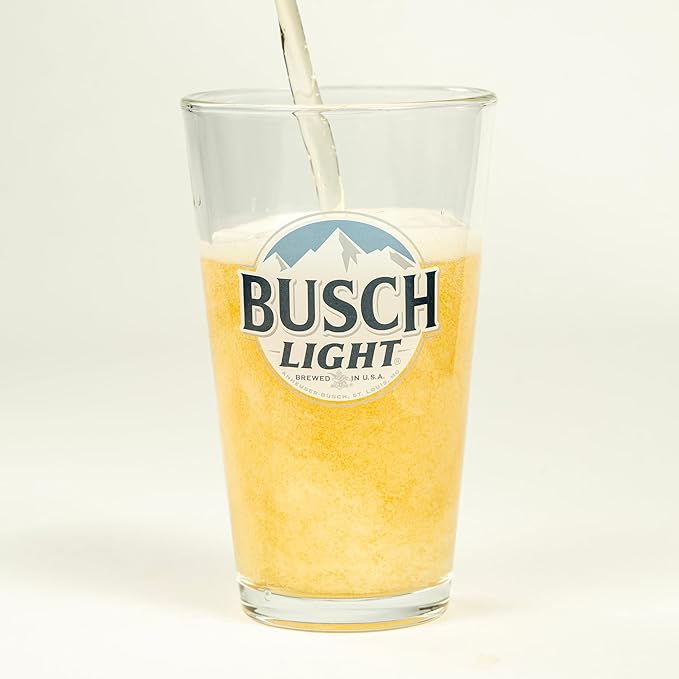 LORD'S ROCKS Busch Light Beer Glasses 16oz Pint Glass - Set of 4 Authentically Licensed Compatible