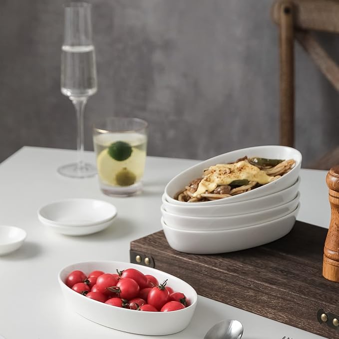 UIBFCWN Au Gratin Baking Dishes, 7.5''x4.5'' Ceramic Oval Baking Dish for Single Serving, Individual Casserole Dishes Oven Safe, Au Gratin Pans for Lasagna & Cobblers, 11.5oz, Set of 8