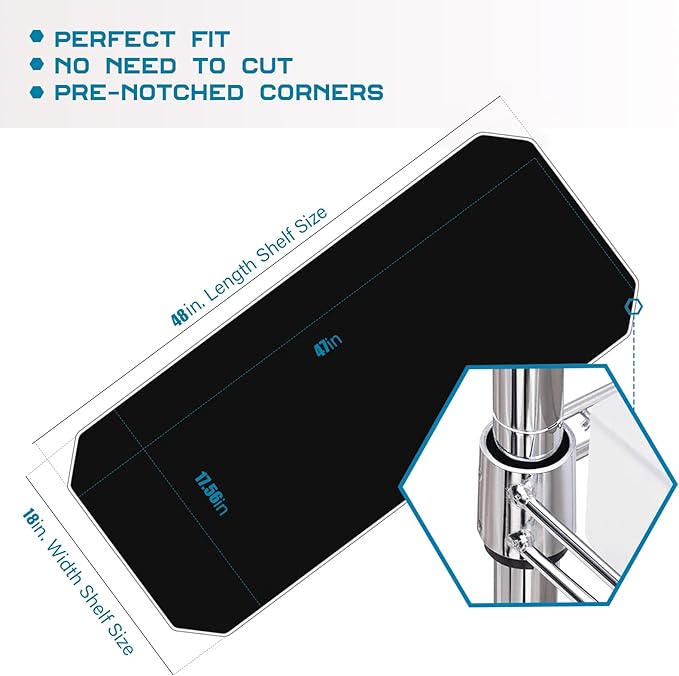 BRIAN & DANY Wire Shelf Liner 18" X 48", Heavy Duty Shelf Liners for Wire Shelving, Waterproof Protector Mats, Set of 5, Black