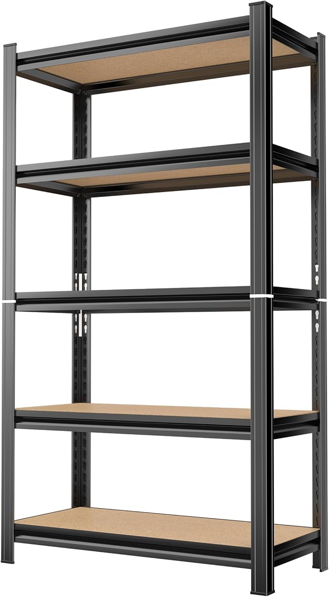 【Five Solid Wood Countertop Steel Shelf】 57.48×29.53×11.81 inches Steel and Wood Combination Storage Cabinet Adjustable Tier Height Multifunctional Shelf for Living Room and Study Room