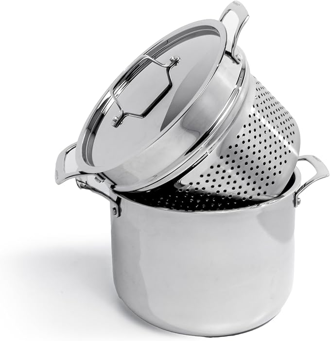 BergHOFF Professional Tri-ply 18/10 Stainless Steel 13Pc Cookware Set With Matching Lid Safe Grip Handle Induction Cooktop Measurement Markings Inside Fast & Even Heat Oven Safe Dishwasher Safe