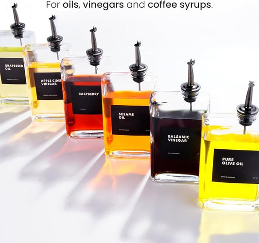 Olive Oil Dispenser for Kitchen, Cooking Oil and Vinegar Dispenser Set, Olive Oil Bottle, Soy sauce dispenser, coffee syrup bottles - 2 pcs, Black