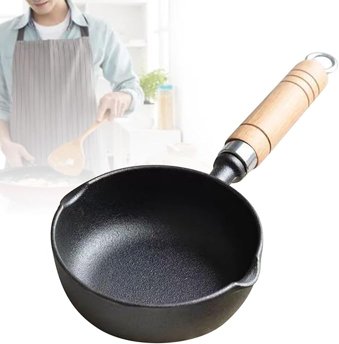 Melting Pot Cast Iron Sauce Pan, Multi Functional Cooking Even Heat Distribution Kitchen Cast Iron Butter Warmer Pot Baking Heating Holder Cheese Heating Pot