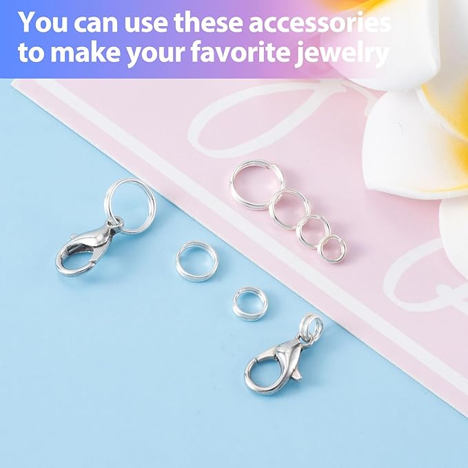 7pcs Jump Rings for Jewelry Making, 925 Sterling Silver Split Jump Ring, 6mm Small Key Rings Open Connector Closures for Necklace Bracelets Jewelry Marking