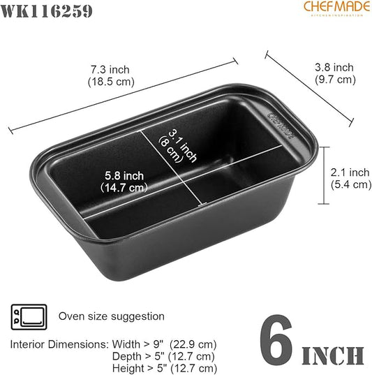 CHEFMADE Bread Loaf Pan, Nonstick Meatloaf Small Pan, 3.1" x 5.8", Set of 2