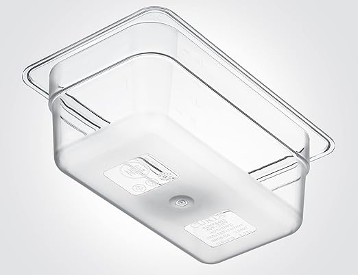 CURTA 6 Pack NSF Food Pans, 1/4 Size 4 Inch Deep, Commercial Polycarbonate Plastic Clear Freezer-Safe