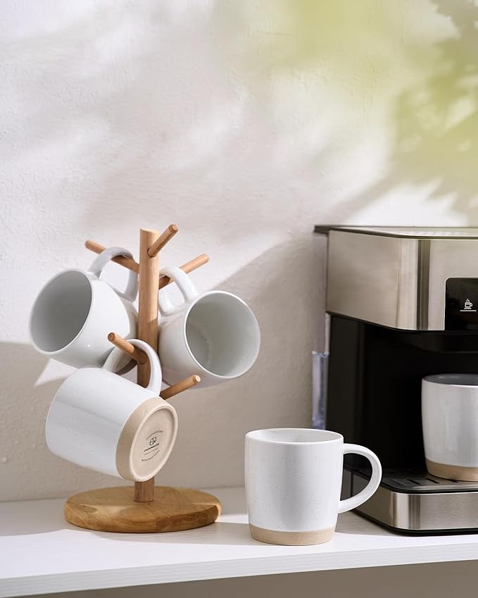 famiware Coffee Mugs for 6, 13 oz Mug Set, Dringking Cup with Handle for Coffee, Tea, Cocoa, Milk, Milkyway serise, White