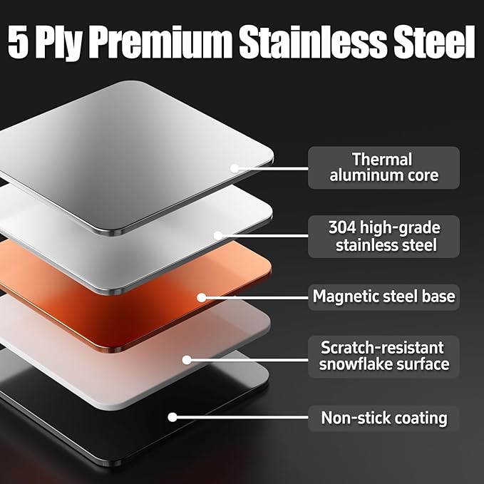 5 Qt Saute Pan with Lid, 10-inch 5 Ply Stainless Steel Pan with Lid, Non Stick Frying Pans, Cooking Pot Deep Frying Pan Non-Toxic, For Induction, Oven, Dishwasher Safe