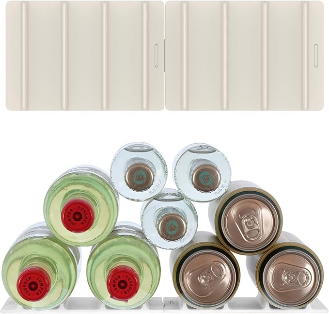 Cooks Innovations 2 Pack Drink Organizer for Fridge Modular, Soda Can Refrigerator Organizers and Storage, Beer-Wine-Water Bottle Holder, Durable Non-Slip Anti-Roll